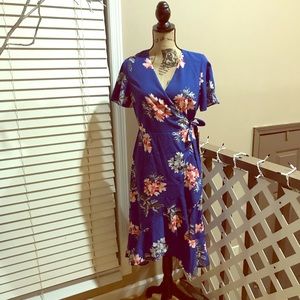 Banana Republic Blue Pink Floral Wrap Dress NEW 4